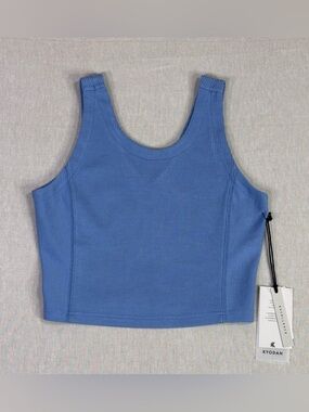Kyodan Ribbed Crop Tank Blue NWT Athletic Sculpt Fit Top P/S Stretch